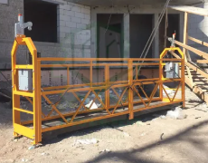 Construction team working from a facade lifting platform